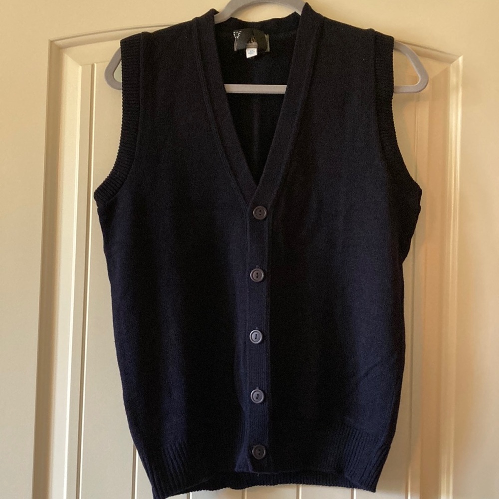 Navy Button-Up Sweater Vest